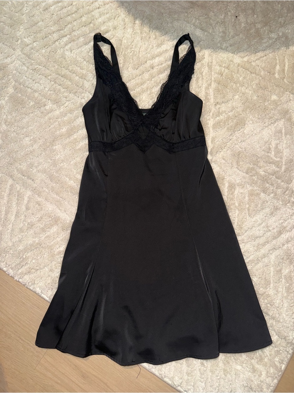 NWOT wild fable Black Lace-Trim Mini Slip Dress
